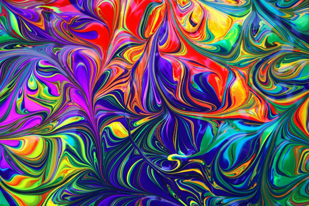 Colorful psychedelic rainbow art painting