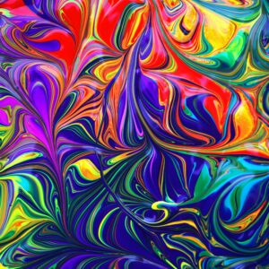 Colorful psychedelic rainbow art painting